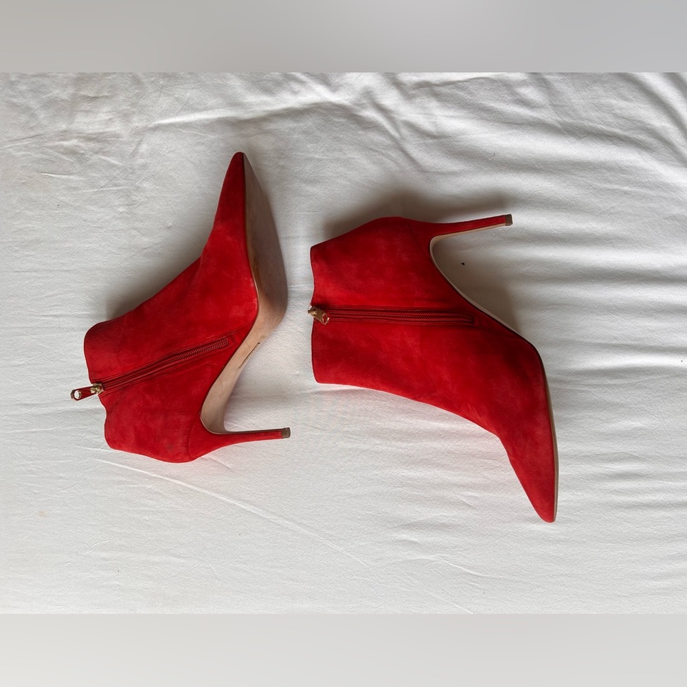 Red Suede Booties by Louise Et Cie